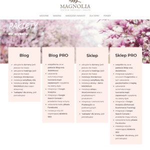 Strona na gotowo - Magnolia - pakiety